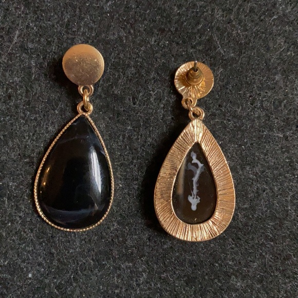 Vintage black onyx drop earrings great healing properties for anxiety - Picture 3 of 7